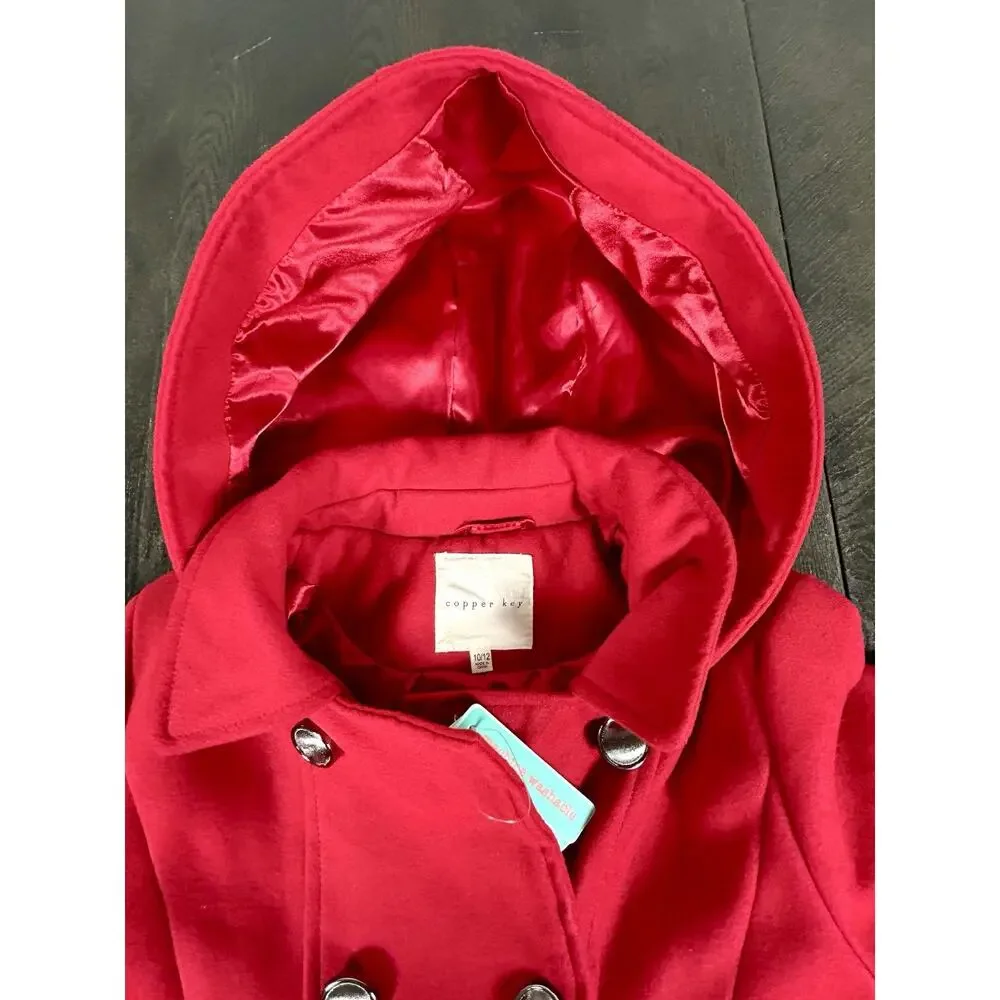 Brand New Copper Key Peplum Style Coat Size 10 / 12 Red Hooded New With Tags - Picture 8 of 11